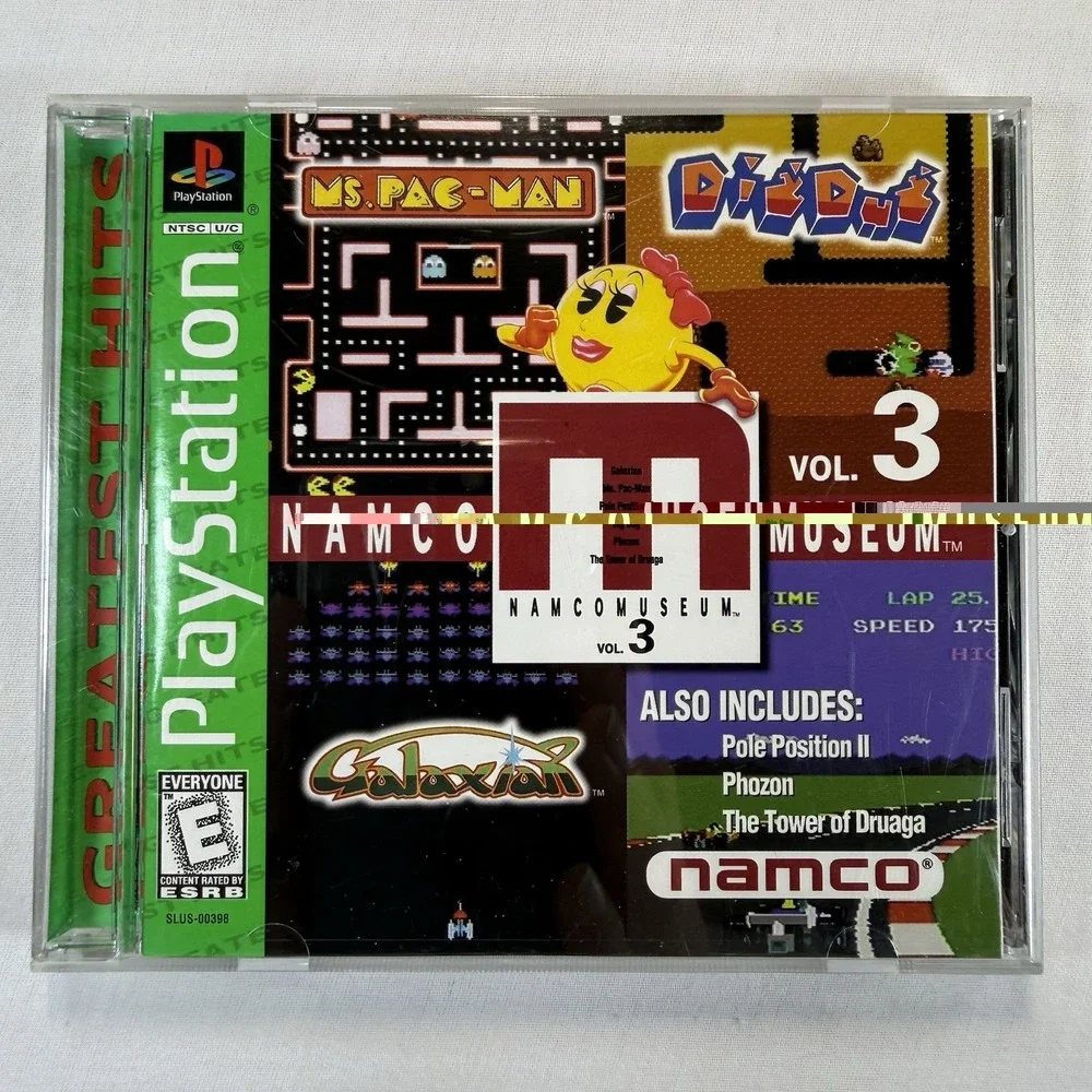 Namco Museum Vol 3 Sony PlayStation 1 PS1 Arcade Ms Pac-Man SLUS-00398 GH
